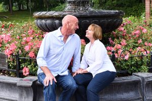 Engagement photo at the Rose Garden Schenectady NY