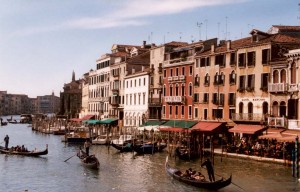 the grand canal venice italy with gondolas