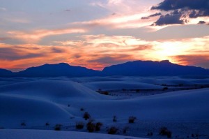 white sands new mexico with a blue filter
